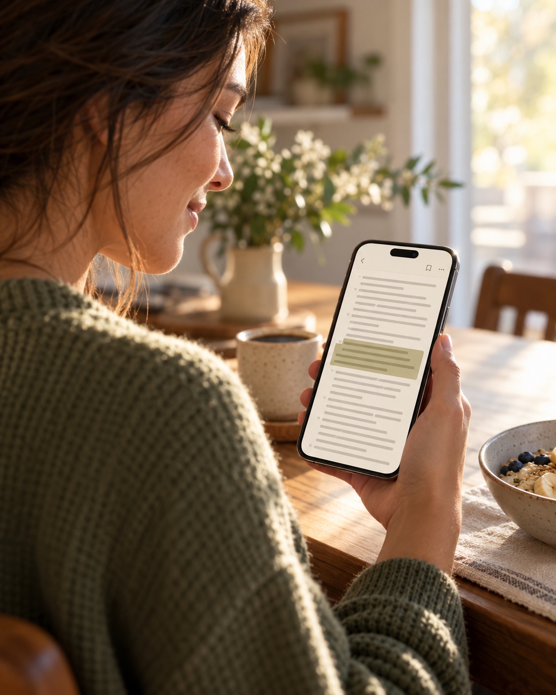 Open Bible on a table at sunrise